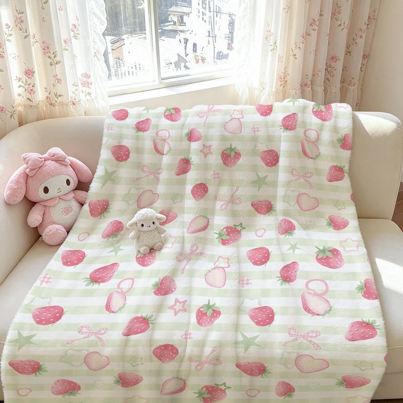 Erdbeer-Themen Kuschelfleece-Decke