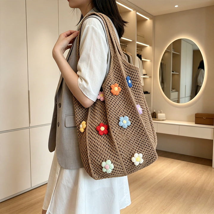 Blumenmuster Häkel-Tote Bag Karnz