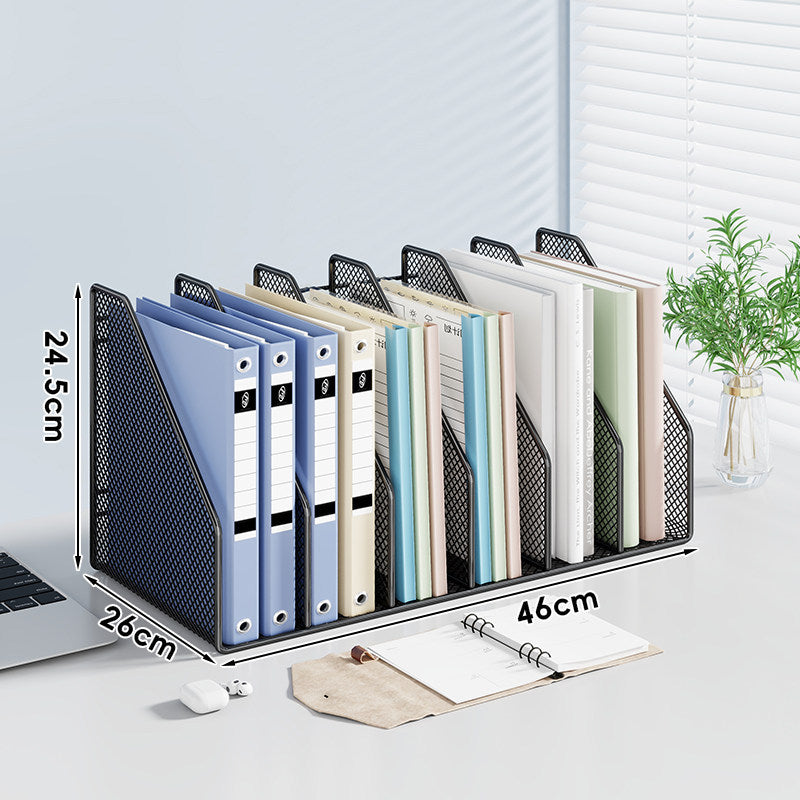 Mesh Desktop Vertical File and Folder Organizer Rack mit breiten Fächern und rutschfestem Sockel