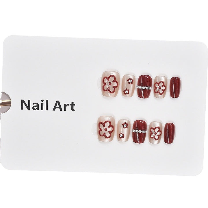 Florale dekorative Press-On Nagelset Karnz