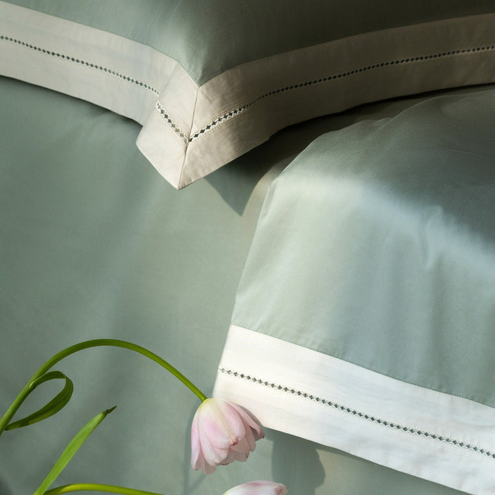 Baumwoll-Satin Bettbezug Set mit Kontrastsaum, tiefen Ecken & Oxford Kissenbezügen