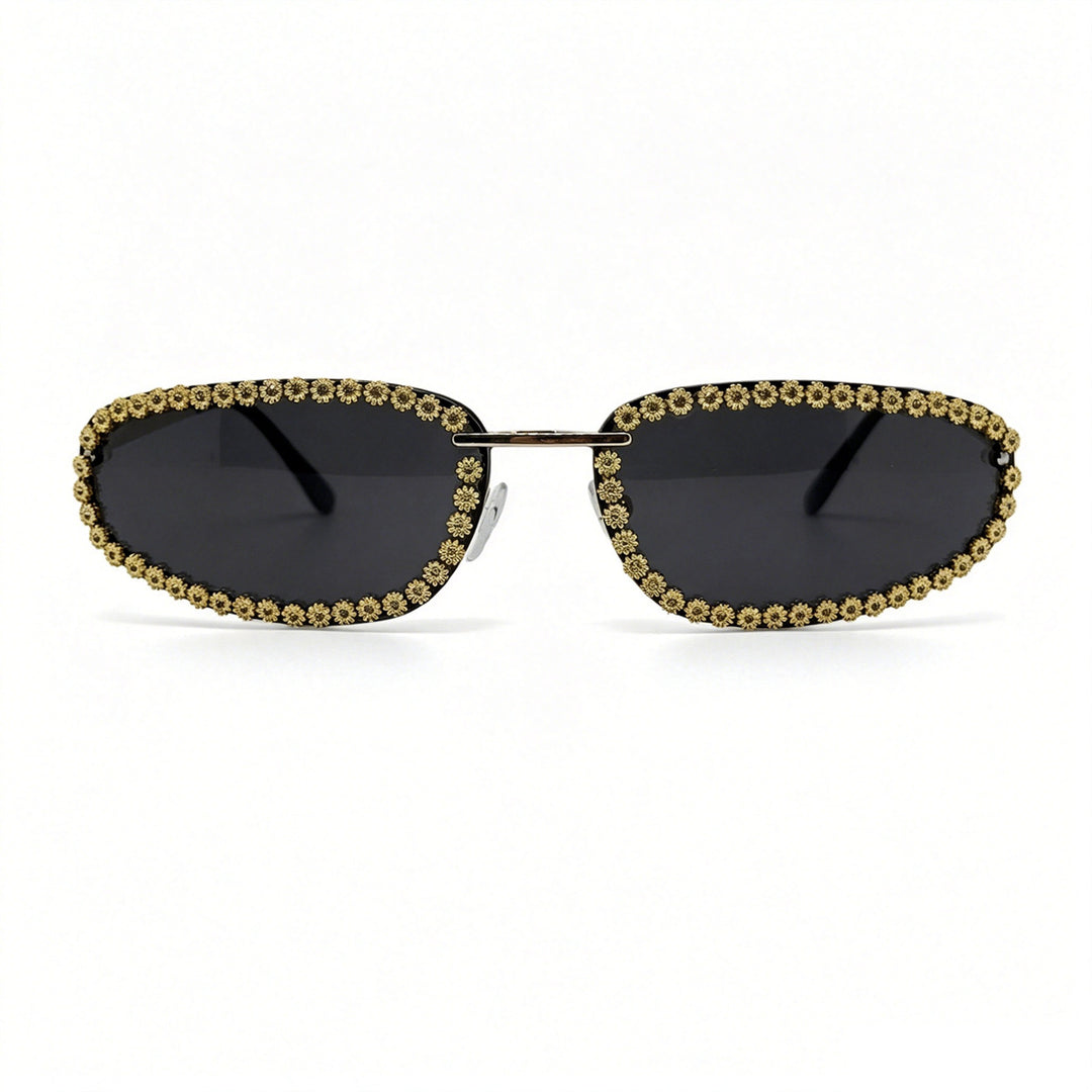 Damen modische Sonnenbrille mit funkelndem Strassbesatz Karnz