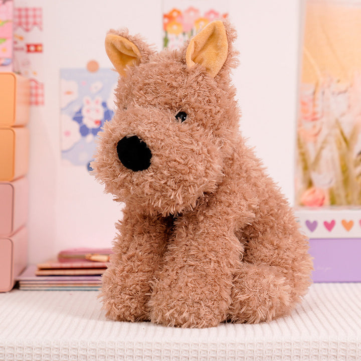 Fluffy Sitz Plüsch Hund Plüschspielzeug mit lockigem Kunstfell und knuddelbarer Bohnenfüllung Karnz