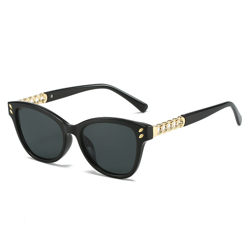 Damen modische Cat-Eye Sonnenbrille mit luxuriösen Kettenakzenten Karnz