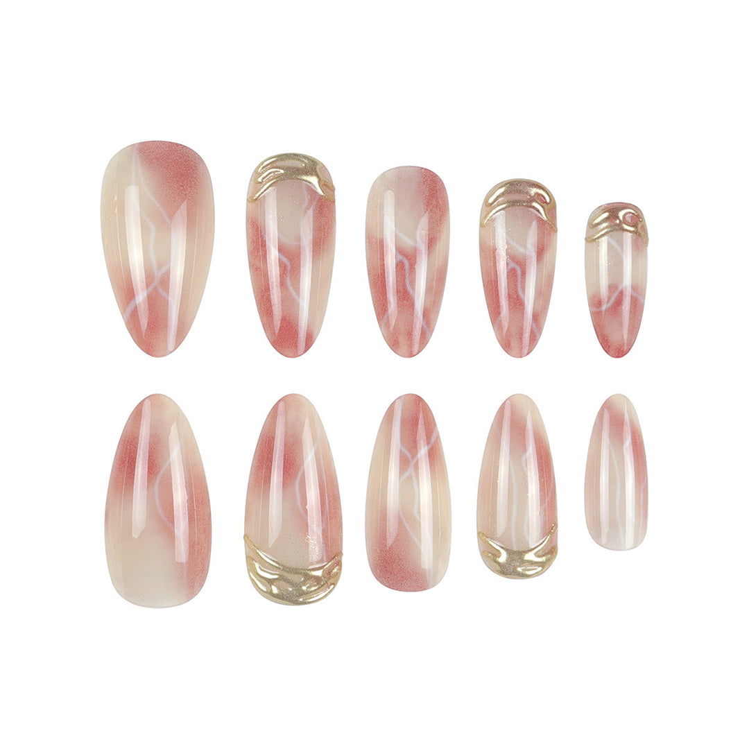 Elegante Stiletto Press-On Nagel Set mit Marmor Design Karnz