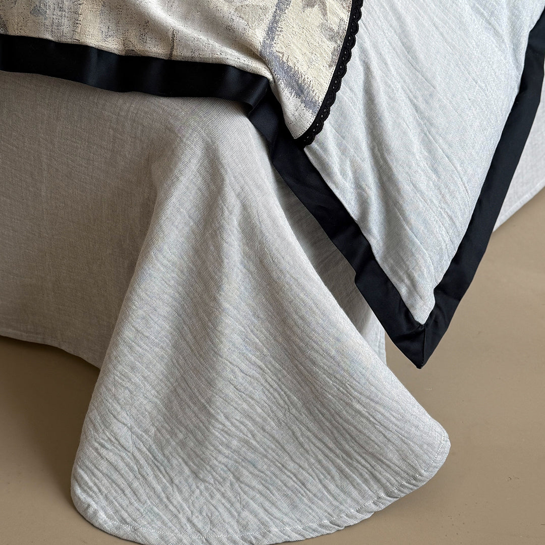 Umkehrbare Patchwork Leinen Baumwolle Bettbezug Set mit floralem Blockdruck und gepflanztem Rand