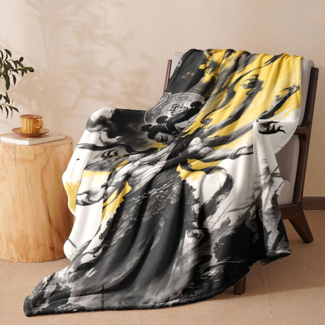 Künstlerische, von Tibet inspirierte Fleece-Wurfdecke