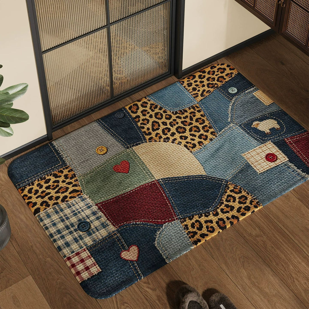 Spaßiger und bunter Patchwork-Teppich Karnz