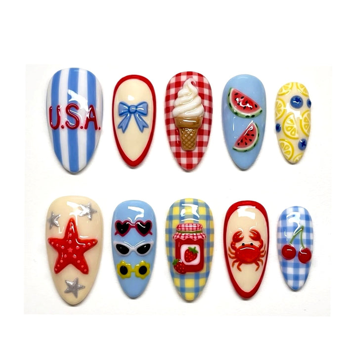 Kunstnagelset mit sommerlichen Motiven Karnz