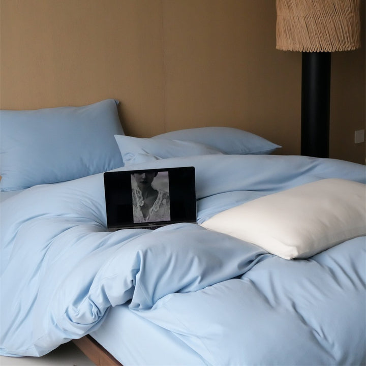 Extra-weiches Baumwollsatin-Bettbezug-Set mit Hotel-Finish und verdecktem Reißverschluss