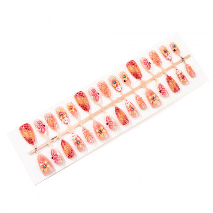 Elegantes Blumendesign Press-On Nagelkunsset