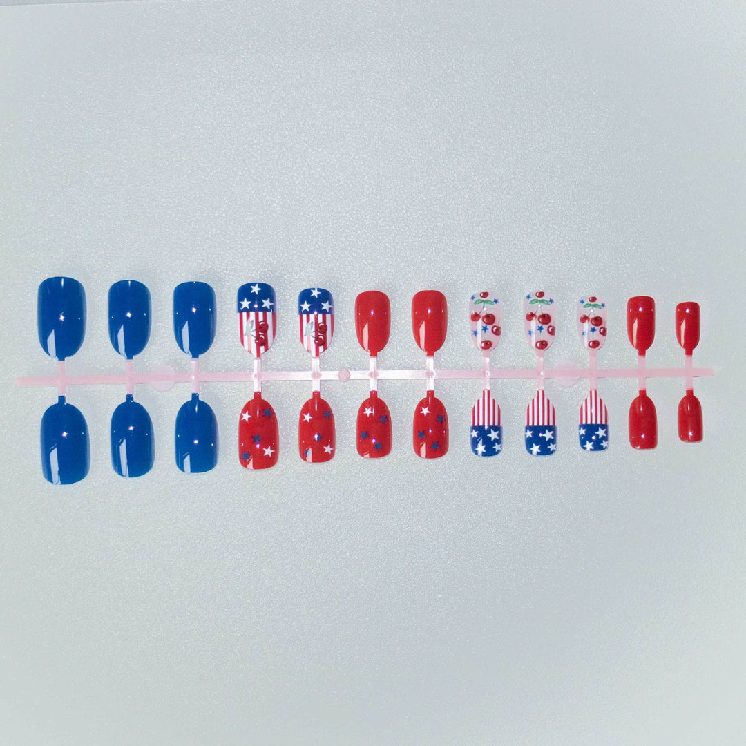 Patriotisches Kirsch-Themen-Nagelkunst-Set