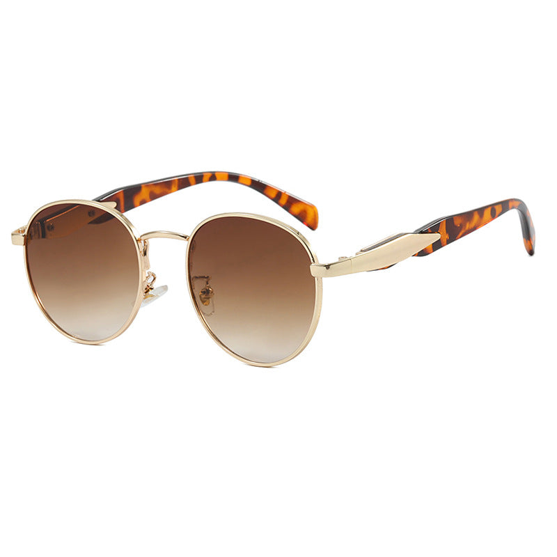 Damen runde Sonnenbrille mit elegantem, goldenen Rahmen und UV-Schutz Karnz