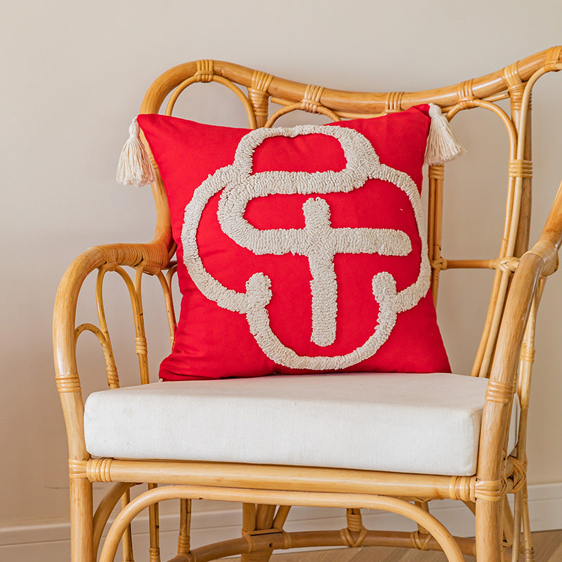 Gestopfter Loop-Monogram-Fransen-Eck-Dekokissen