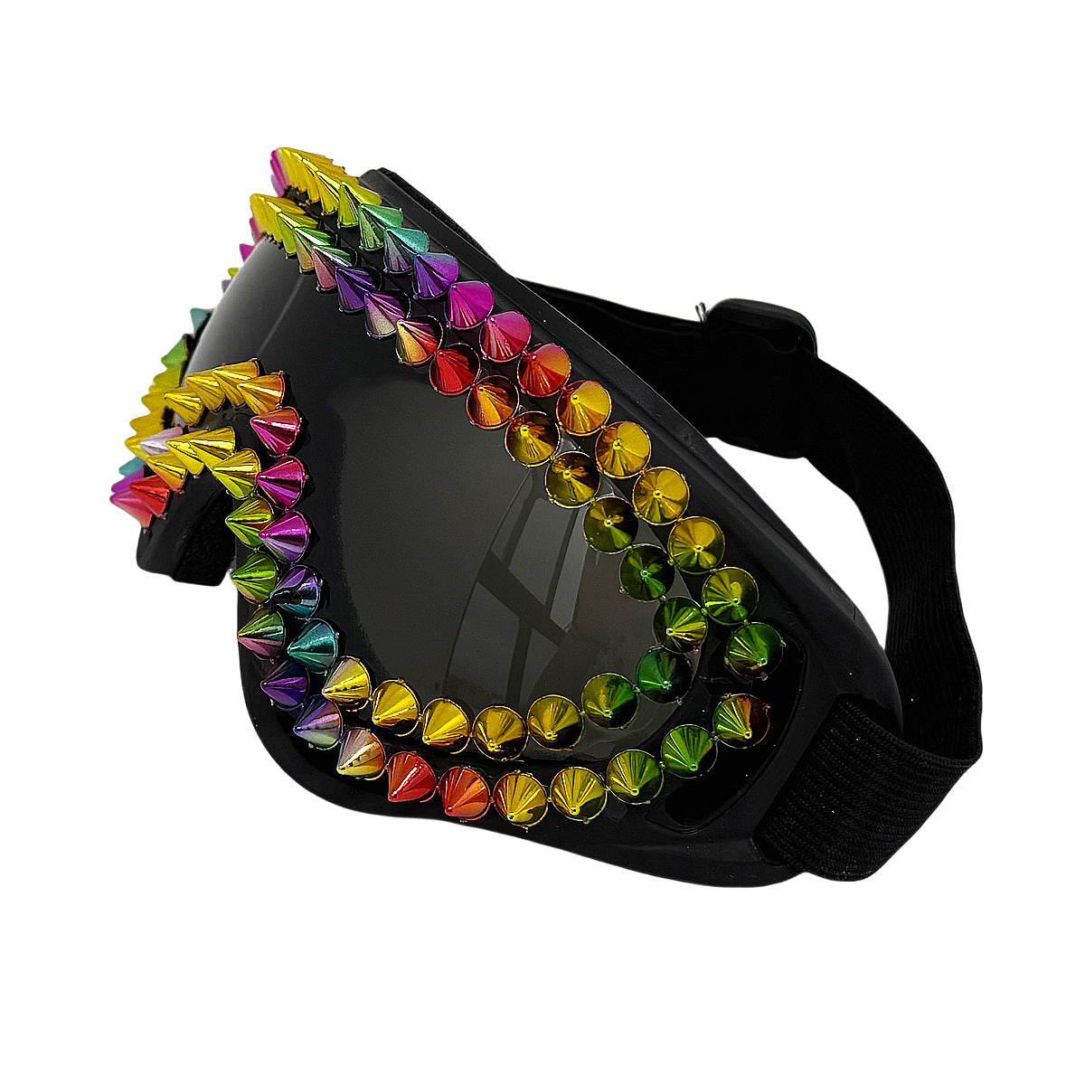 Damen extravagante Skibrille mit bunten Nieten Karnz