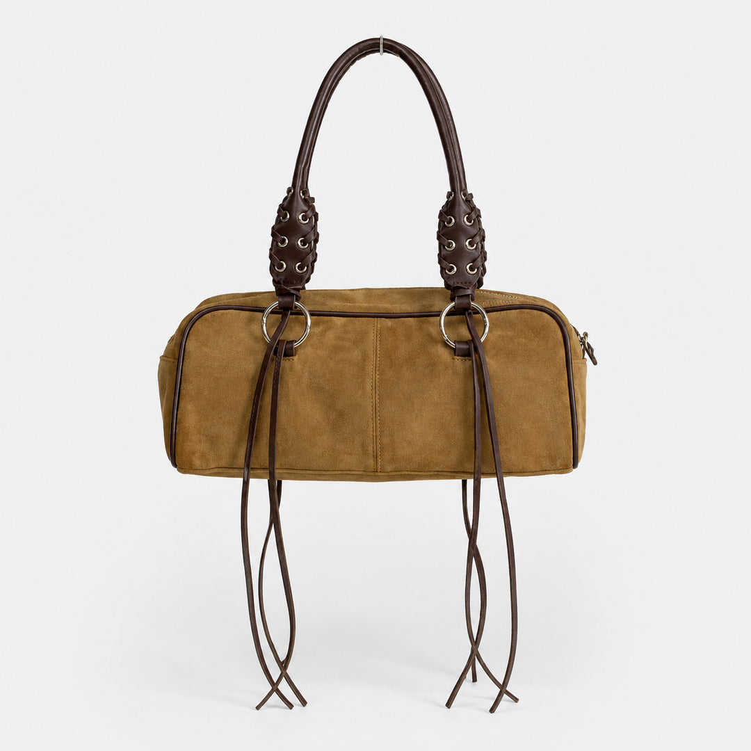 Luxuriöse Lederhandtasche mit geflochtenen Trägern