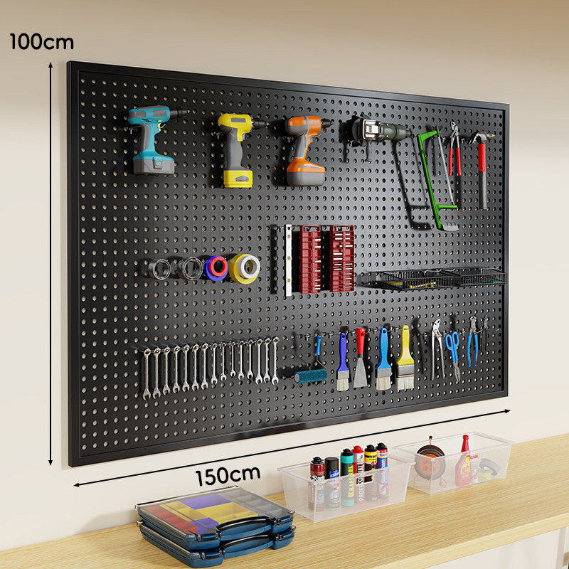 Wandmontiertes perforiertes Metall-Pegboard-Werkzeugorganisator-Panel mit modularen Haken und Aufbewahrungsbehältern
