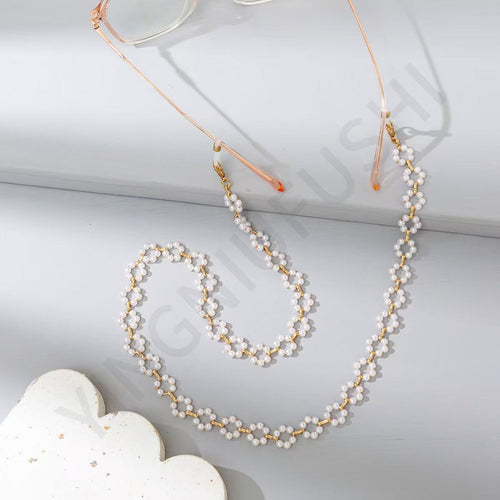 Eleganter Perl- und Goldketten-Brillenhalter Karnz