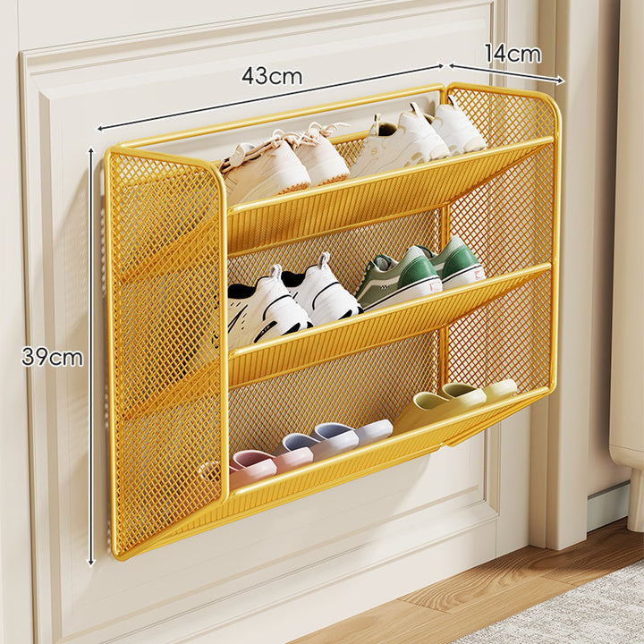 Wandmontierter Klappnetz-Schuhregal-Organizer für schlanke Eingänge