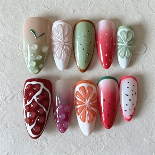 Fruchtiges Thema Press-On Nail Art Set