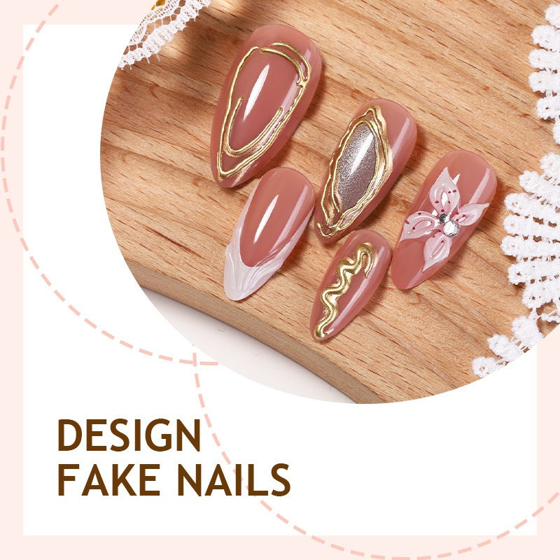 Kunstnagelset mit eleganten Blumen- und Glitzerelementen Karnz