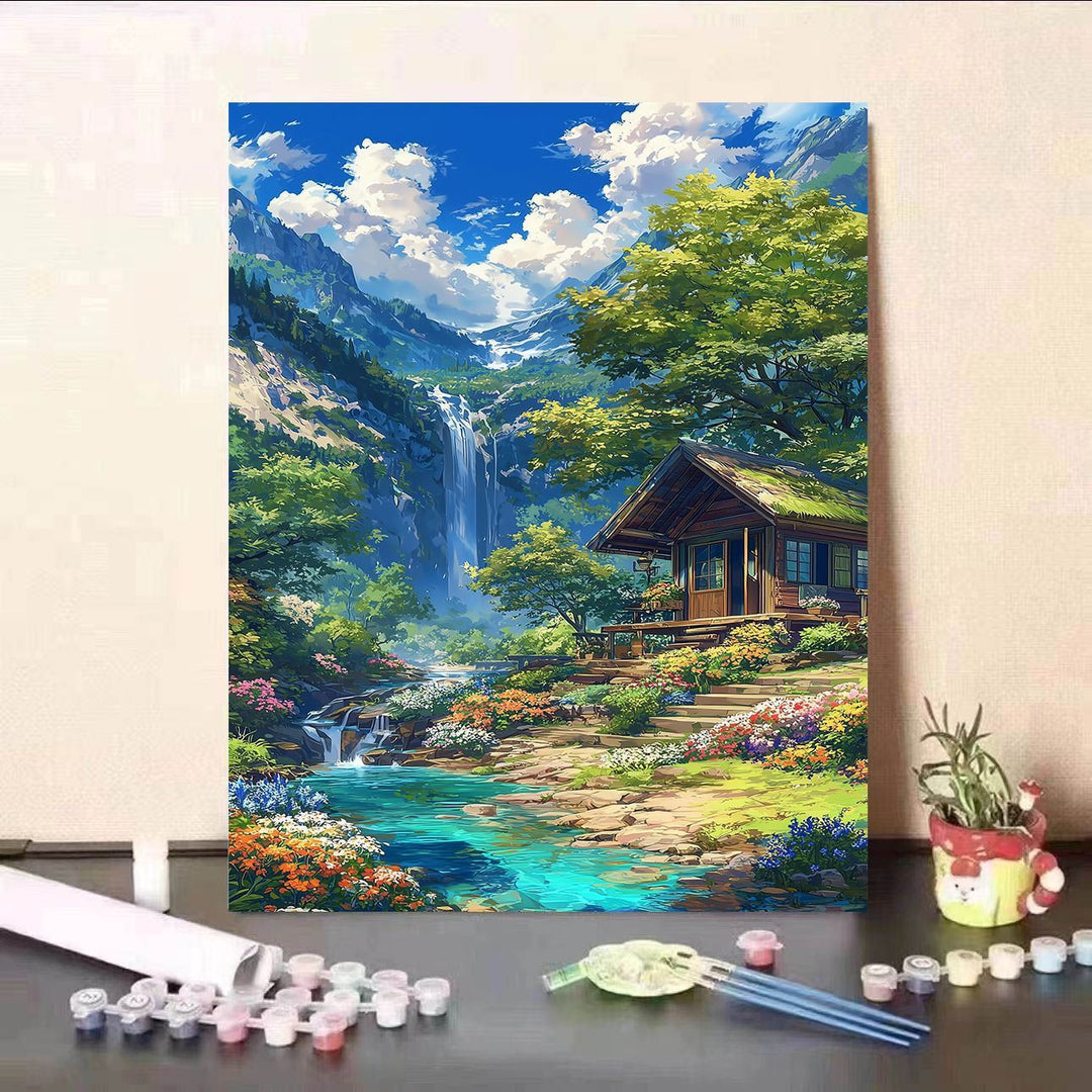 Scenic Waterfall Canvas Kunstdruck Karnz