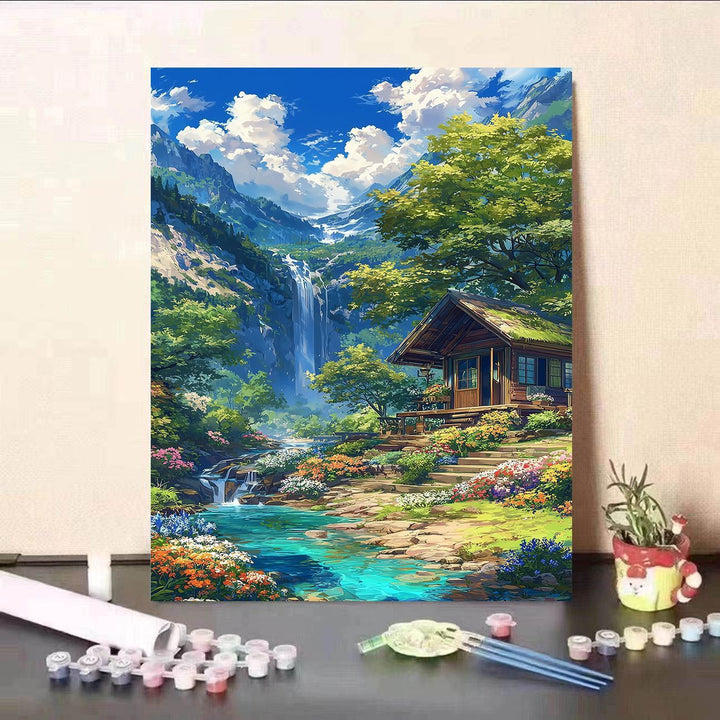 Scenic Waterfall Canvas Kunstdruck Karnz