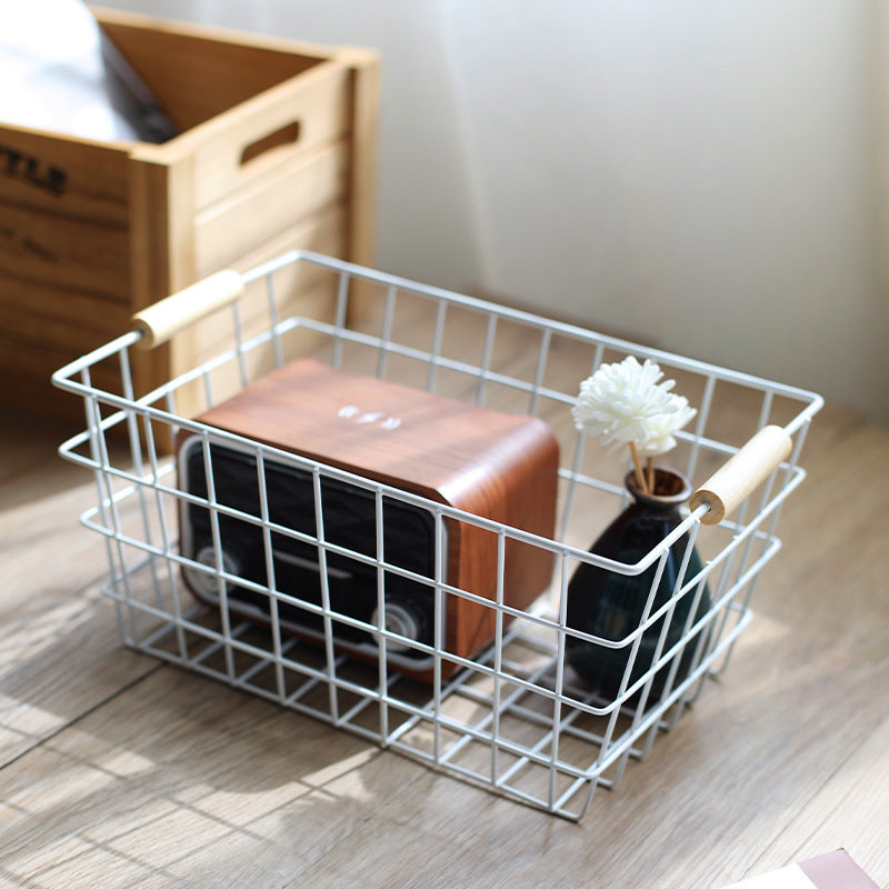 Unisex Drahtaufbewahrungskorb mit ergonomischen Holzgriffen Karnz