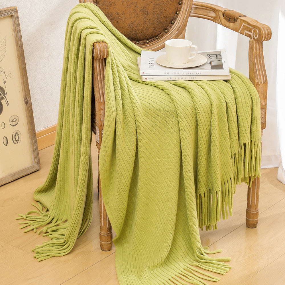 Gemütliche gestrickte Wurfdecke