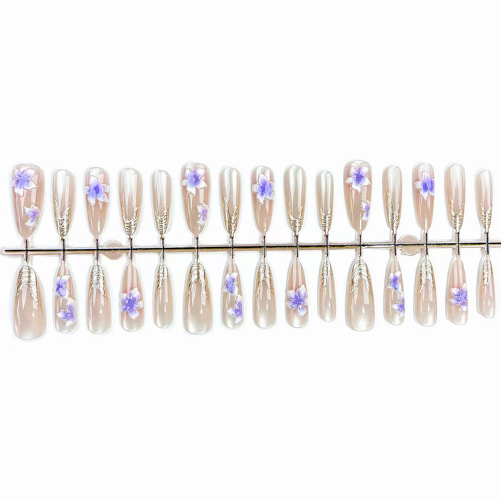 Künstlerisches, blumenverziertes Press-On-Nagelset