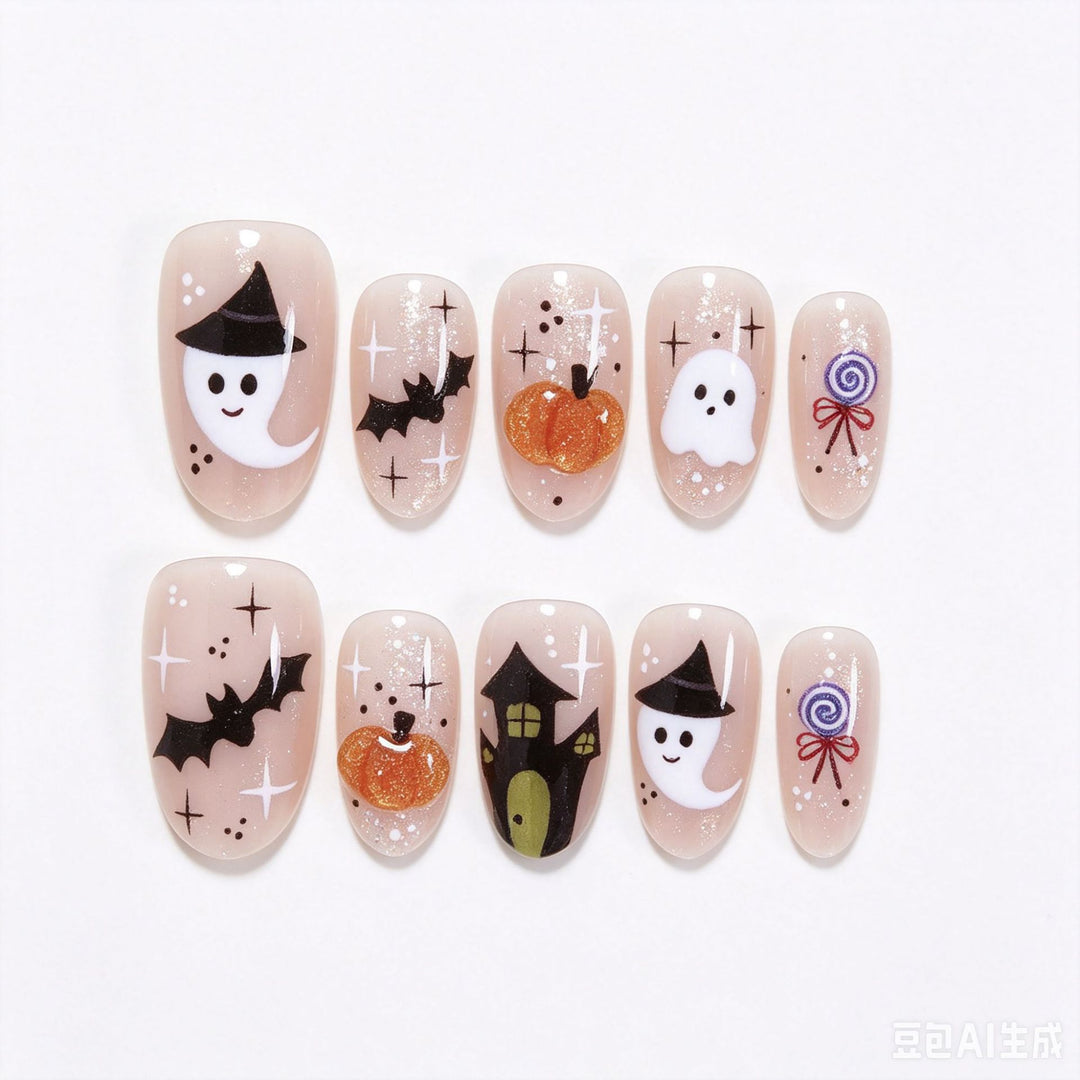 Halloween-Themen Künstlerische Press-On Nagelset Karnz