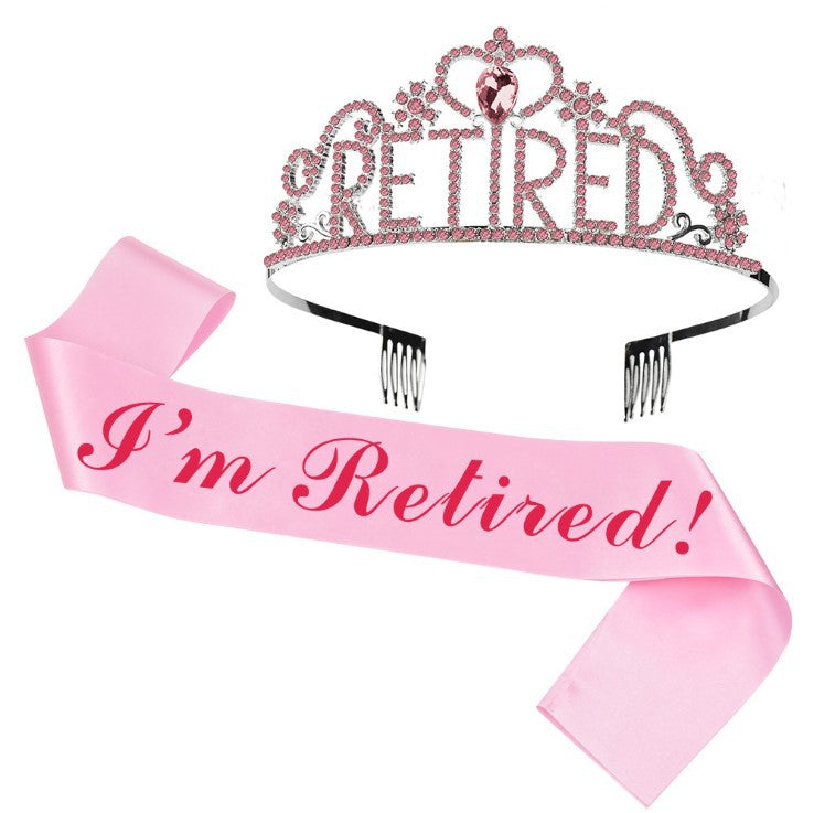 Damen Festliche Tiara mit Aufschrift und Satin-Schärpe Karnz