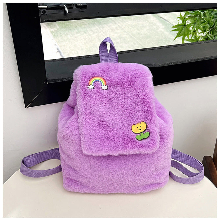 Plüsch Rucksack mit Bunten Applikationen Karnz