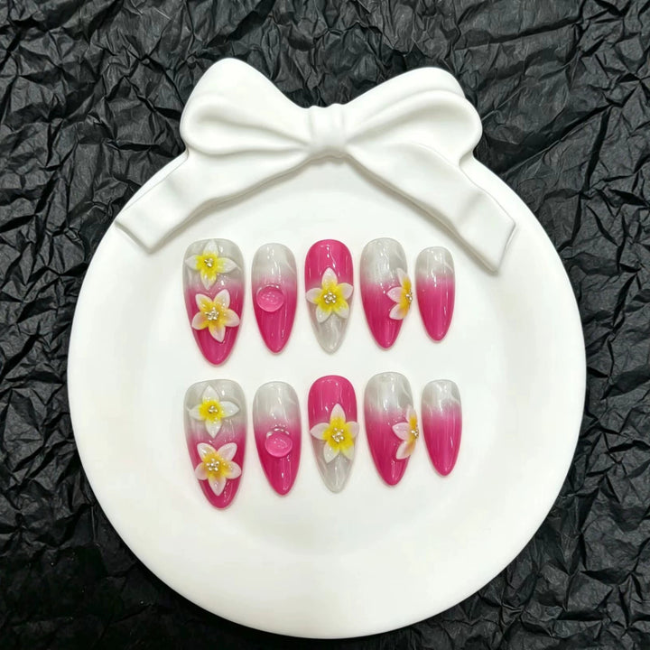 Florale Ombre Stiletto Press-On Nagelset