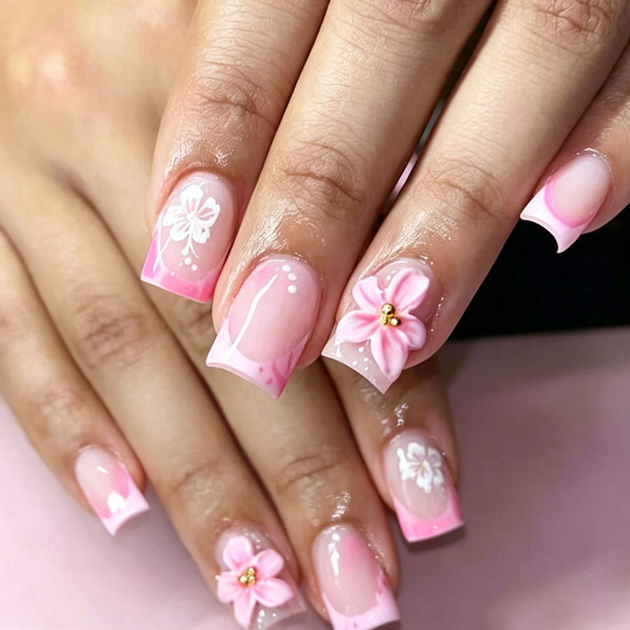 Künstlerisches Floral Press-On Nagelkunst Set Karnz