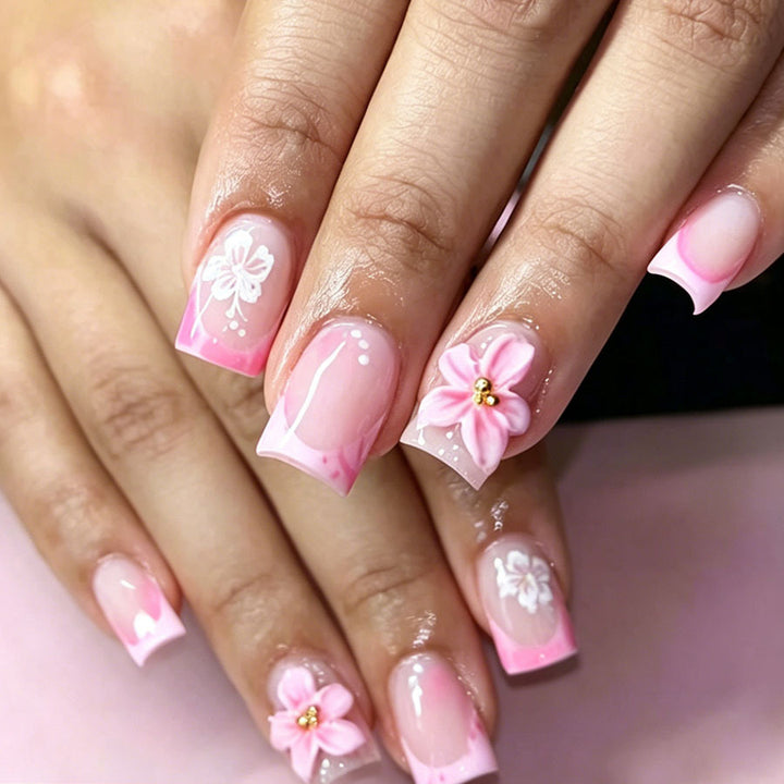 Künstlerisches Floral Press-On Nagelkunst Set Karnz