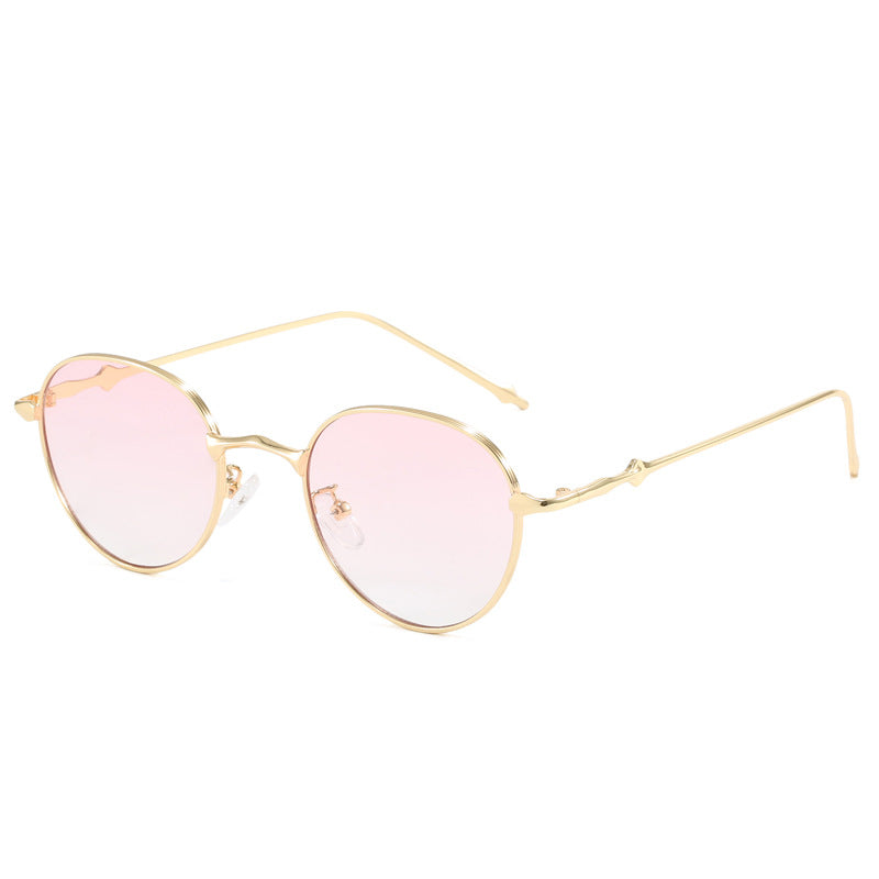 Damen elegante runde Sonnenbrille mit modischem Metallrahmen Karnz