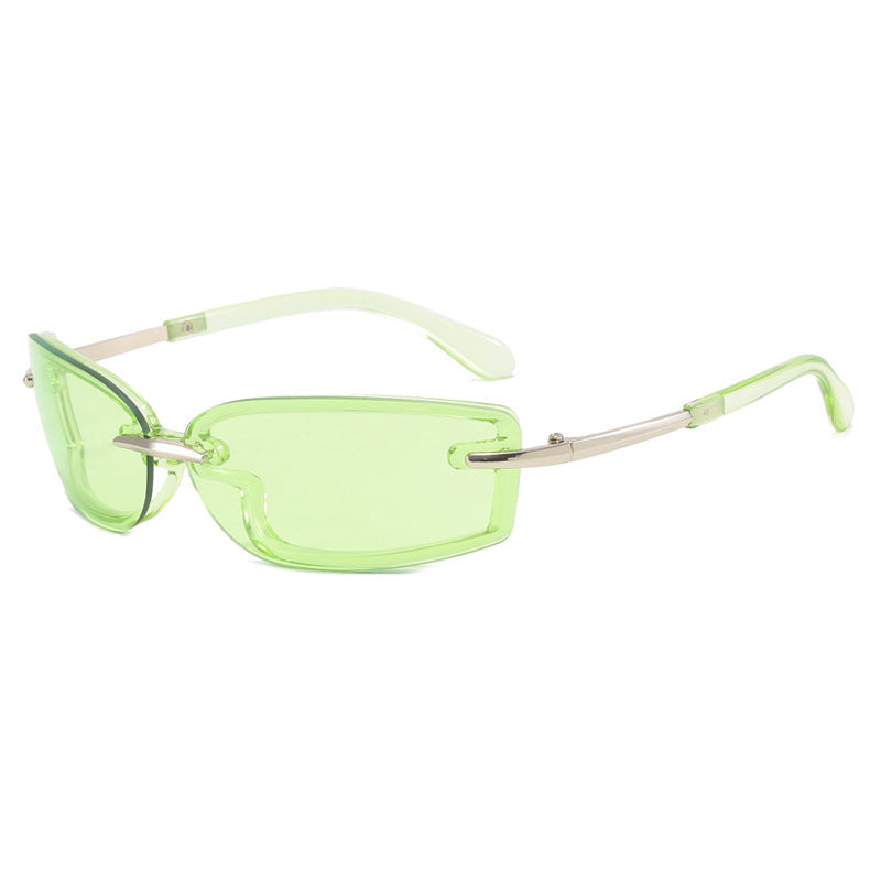 Damen modische Sonnenbrille im futuristischen Design und transparentem Rahmen Karnz