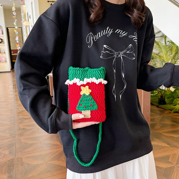 Süßes Weihnachtsmann-Themen Häkel Mini Rucksack