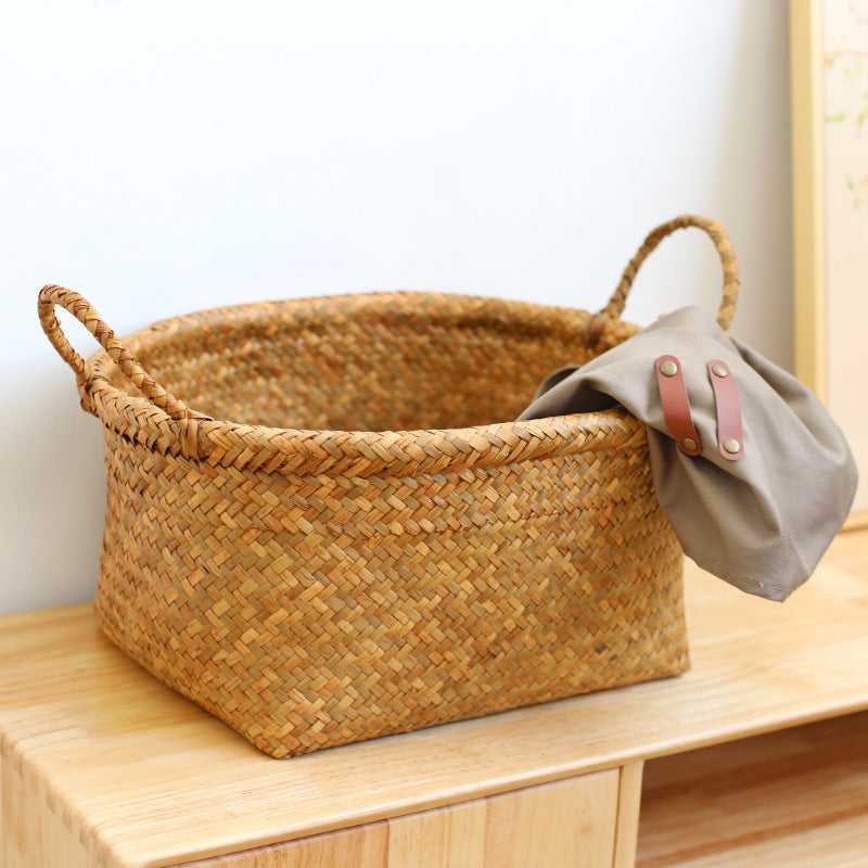 Unisex Naturfaser Aufbewahrungskorb mit breitem Rand Karnz