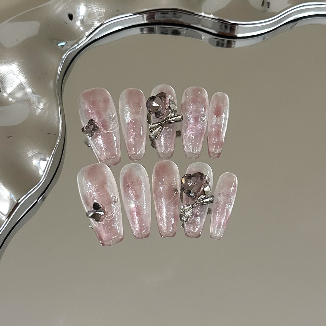 Glamouröse Kristall-verzierte Press-On Nail Set