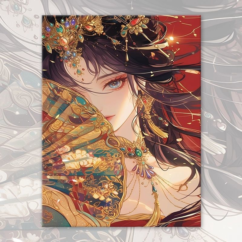 Asiatisch inspiriertes Fantasy-Porträt-Leinwand-Kunstwerk Karnz