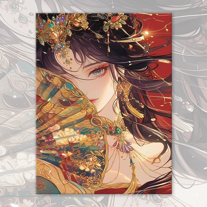 Asiatisch inspiriertes Fantasy-Porträt-Leinwand-Kunstwerk Karnz