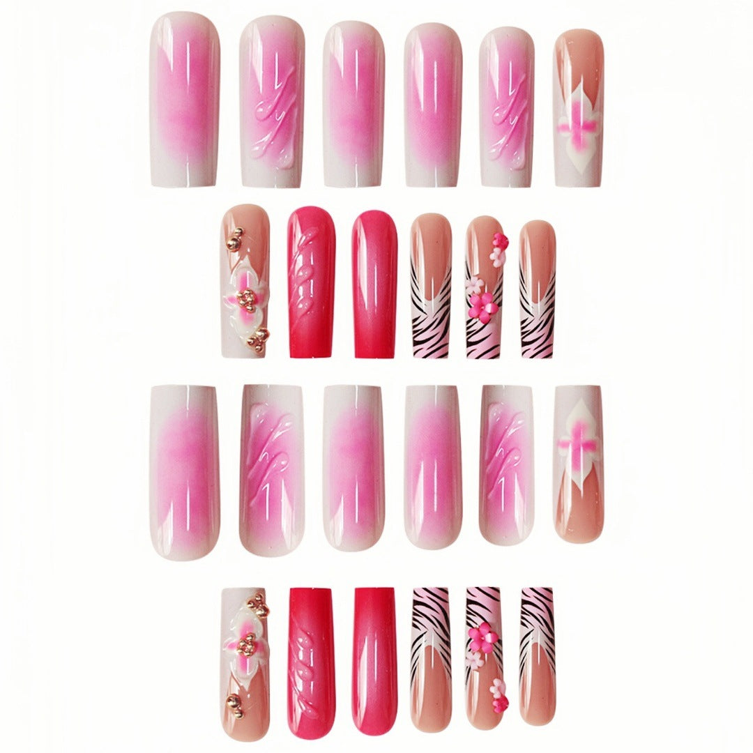 Floral Acryl Press-On Nail Art Extensions Karnz