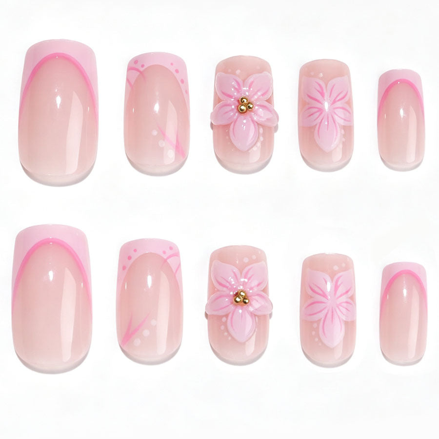 Künstlerisches Floral Press-On Nagelkunst Set Karnz