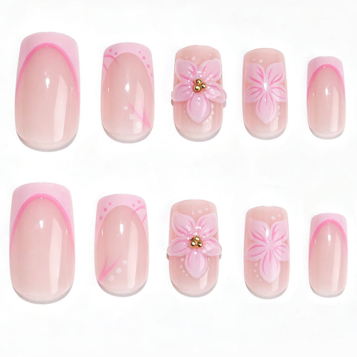Künstlerisches Floral Press-On Nagelkunst Set Karnz