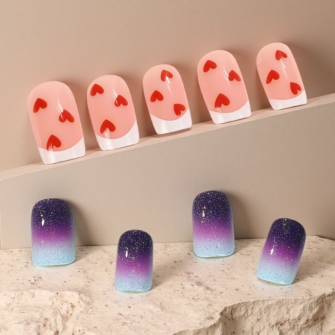 Kunstnagel Set mit romantischem Herzdesign Karnz