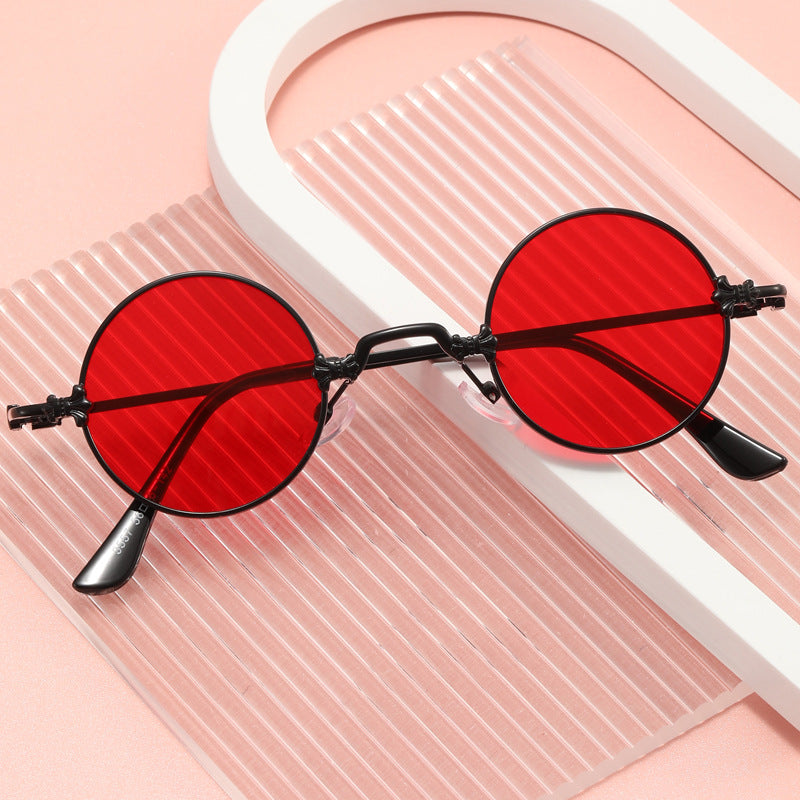 Damen modische runde Brille mit hochwertigem Metallrahmen und flexiblen Bügeln Karnz