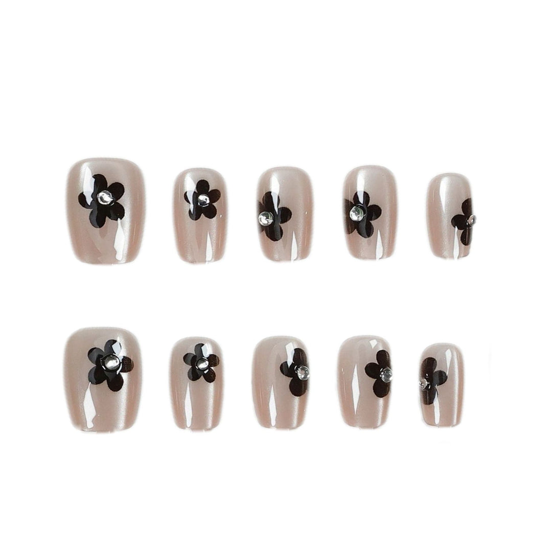 Floral Glitter Press-On Nail Art Karnz