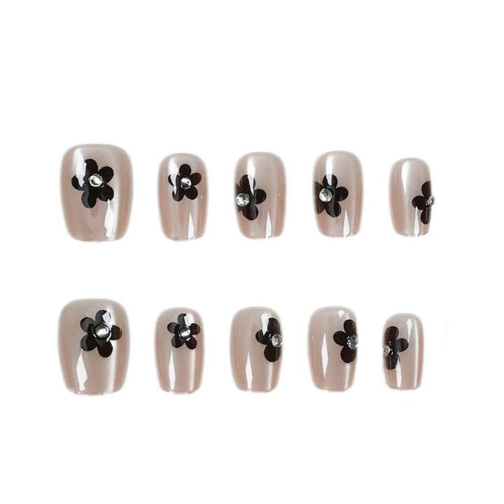 Floral Glitter Press-On Nail Art Karnz